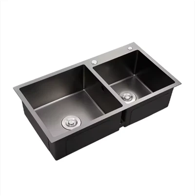 Évier de cuisine fait main en acier inoxydable SS304 Nano Black